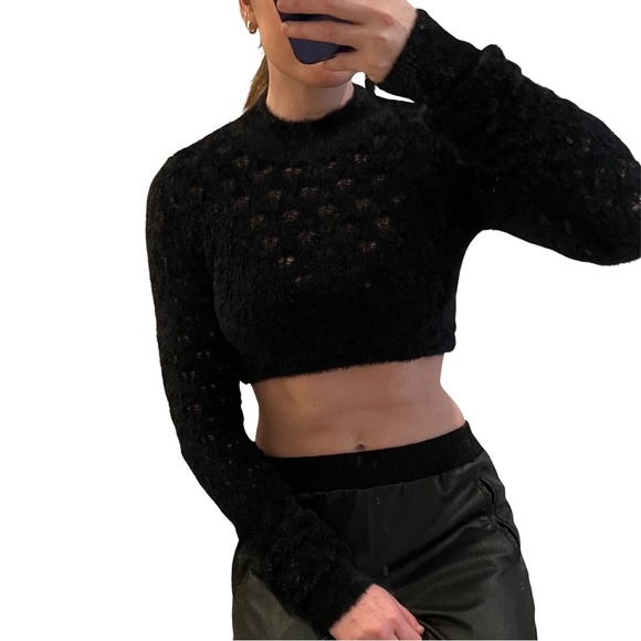 For Love And Lemons Black Cropped Sweater - Picture 4 of 8